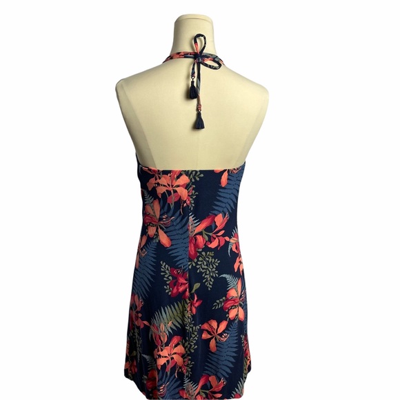 Tommy Bahama Halter Dress, Multicolor Tropical Print, Spaghetti Straps, XS - Picture 4 of 7